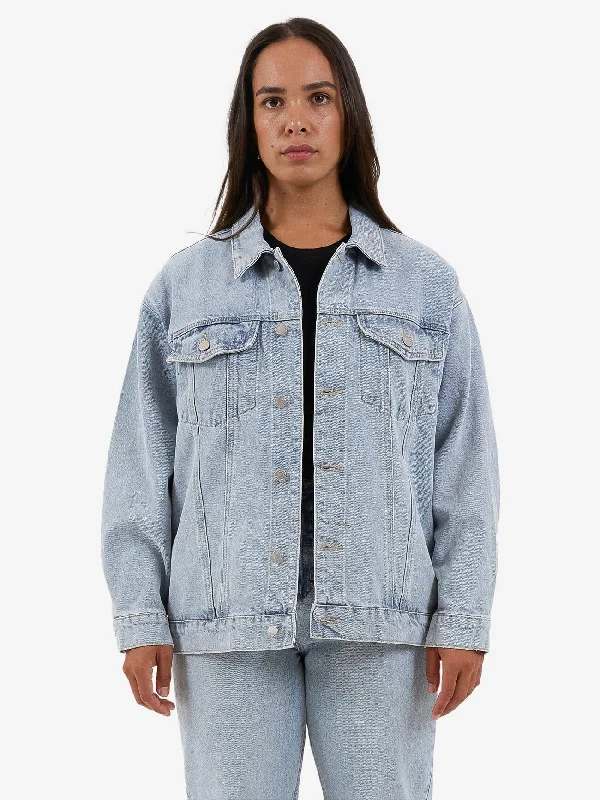Denim Top with a Floral Print for a Feminine Touch Madi Jacket - Endless Blue