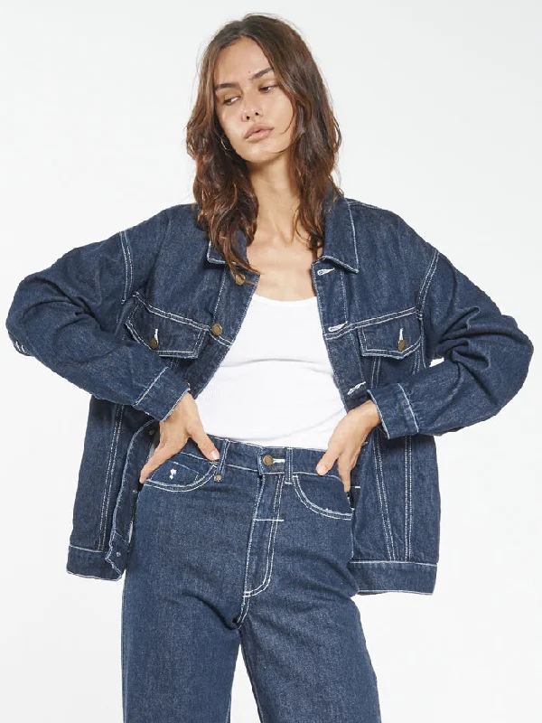 Denim Top with a Belted Waist for a Defined Silhouette Madi Jacket - Indigo Rinse