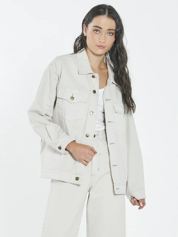 Denim Top for a Music Festival with a Rock - n - Roll Vibe Madi Jacket - Vintage Bone Denim Top for a Music Festival with a Rock - n - Roll Vibe Madi Jacket - Vintage Bone