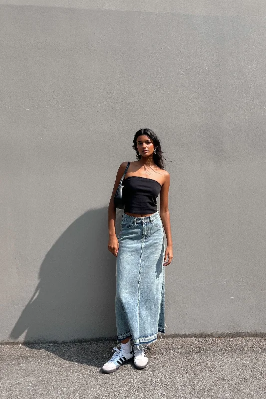 Skirts with hidden pockets MIDI JEAN SKIRT