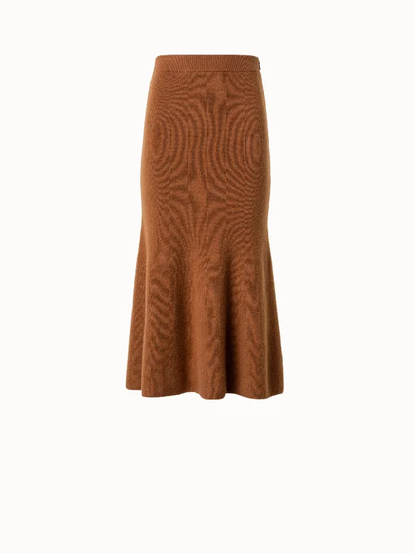 Skirts with a flounce Midi Knit Skirt in Ribbed Cashmere