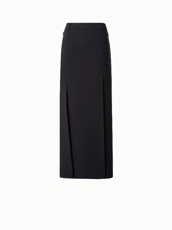 Long skirts for yoga Midi Skirt with Slits in Wool Double-Face