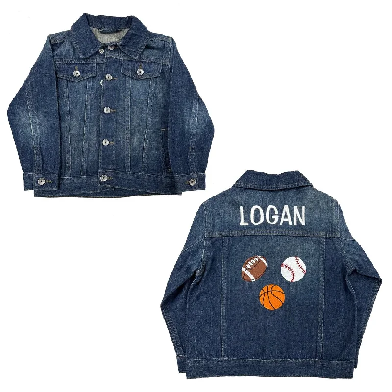 Studded Denim Top for a Glamorous and Bold Style Personalized Emoji Unisex Denim Jacket - Sports Studded Denim Top for a Glamorous and Bold Style Personalized Emoji Unisex Denim Jacket - Sports