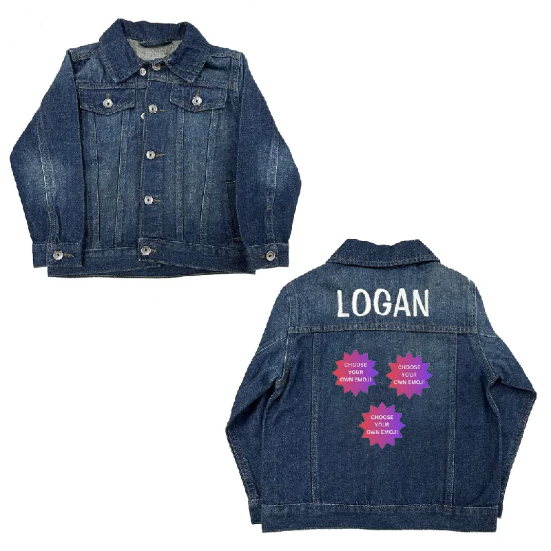 Fringed Denim Top with a Bohemian Flair Personalized Choose Your Own Emoji Unisex Denim Jacket Fringed Denim Top with a Bohemian Flair Personalized Choose Your Own Emoji Unisex Denim Jacket