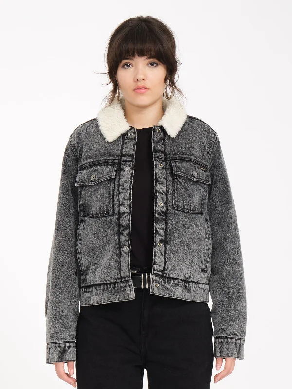 Long - Sleeve Denim Top for Cold Weather Layering Radstone Denim Jacket - BLACK