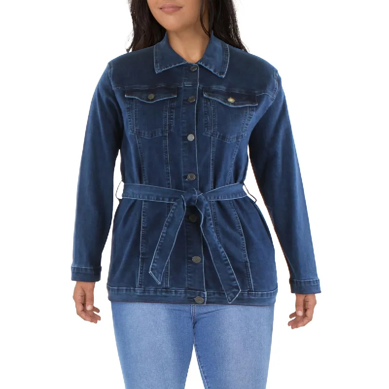 Studded Denim Top for a Glamorous and Bold Style Rubberband Jeans Womens Modern Fit Belted Denim Jacket Studded Denim Top for a Glamorous and Bold Style Rubberband Jeans Womens Modern Fit Belted Denim Jacket