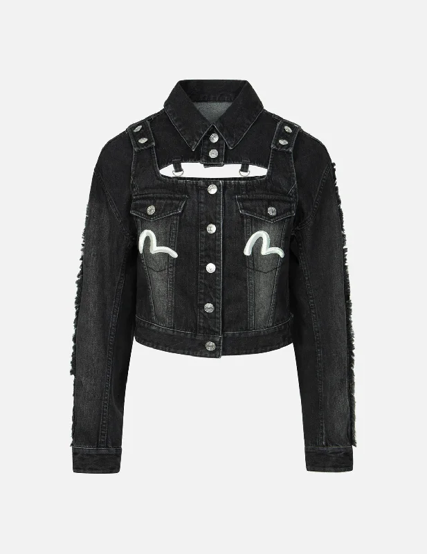 Denim Top with a Floral Print for a Feminine Touch Seagull Embroidery Detachable 2-In-1 Fashion Fit Denim Jacket Denim Top with a Floral Print for a Feminine Touch Seagull Embroidery Detachable 2-In-1 Fashion Fit Denim Jacket