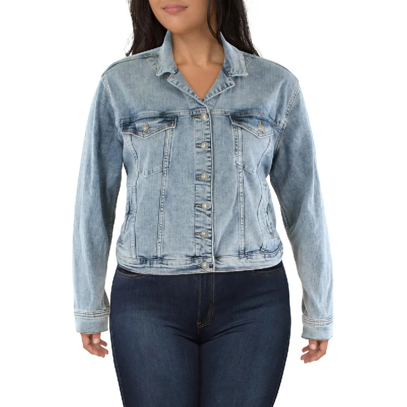 Button - Down Denim Top with a Classic Design Silver Jeans Co. Womens Plus Fitted Jean Denim Jacket Button - Down Denim Top with a Classic Design Silver Jeans Co. Womens Plus Fitted Jean Denim Jacket
