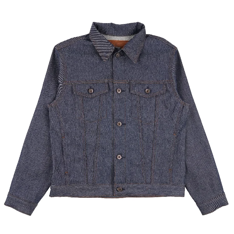 Denim Top with a Peplum Hem for a Flirty and Feminine Look Denim Jacket - Natural Indigo Selvedge Denim Top with a Peplum Hem for a Flirty and Feminine Look Denim Jacket - Natural Indigo Selvedge