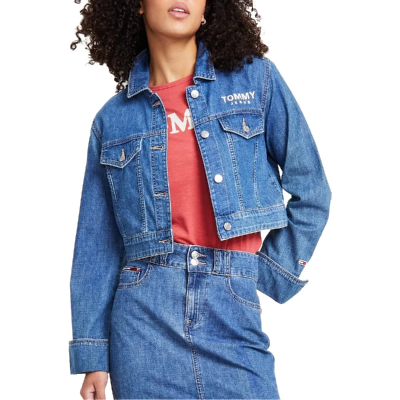 Plus - Size Denim Top for a Comfortable and Stylish Fit Tommy Jeans Womens Pocket Denim Denim Jacket Plus - Size Denim Top for a Comfortable and Stylish Fit Tommy Jeans Womens Pocket Denim Denim Jacket
