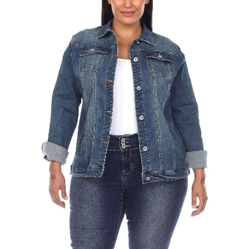 Denim Top with a Floral Print for a Feminine Touch White Mark Womens Plus Denim Short Denim Jacket Denim Top with a Floral Print for a Feminine Touch White Mark Womens Plus Denim Short Denim Jacket