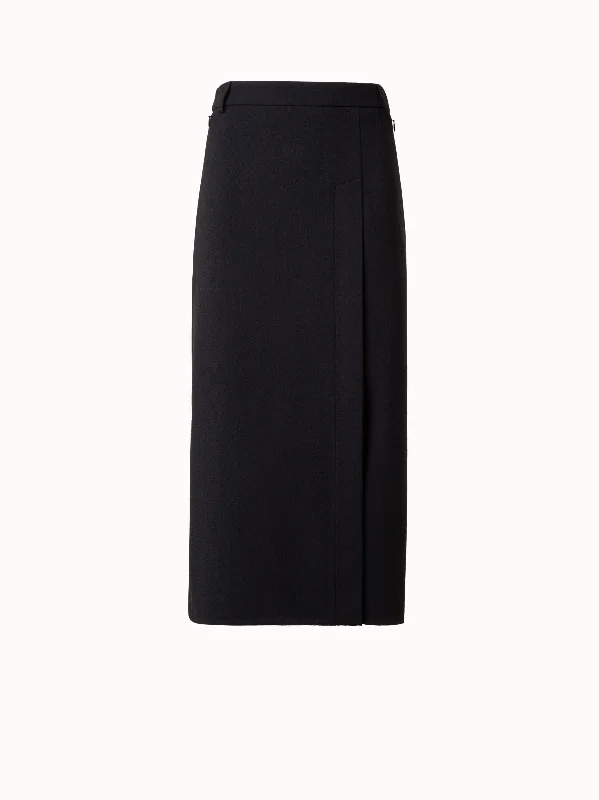 Printed skirts for travel Wool Crêpe Pencil Skirt with Asymmetrical Slit