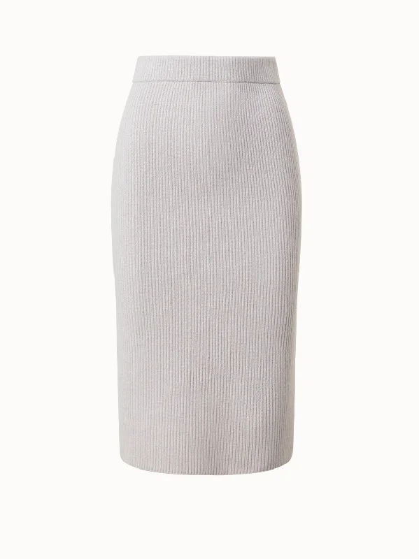 Skirts with side slits Cashmere Rib Knit Tube Skirt