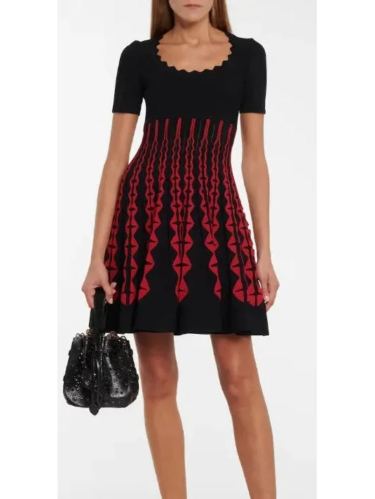 Off - the - Shoulder Women Dress for a Romantic and Feminine Look Color Contrast Knit Mini Dress Off - the - Shoulder Women Dress for a Romantic and Feminine Look Color Contrast Knit Mini Dress