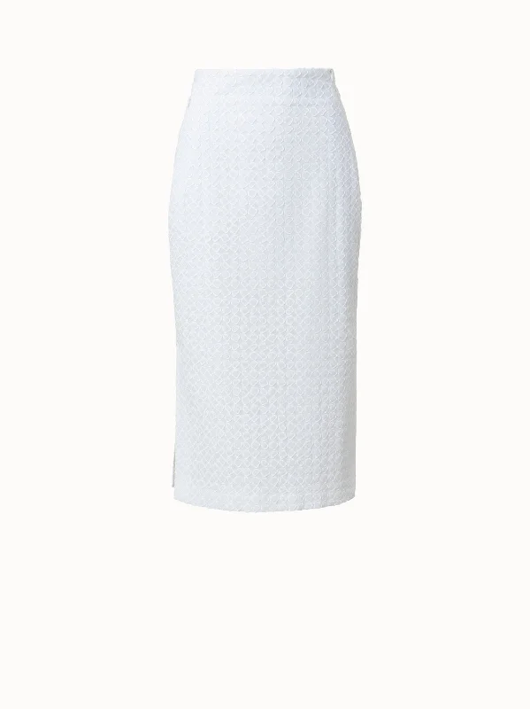Maxi skirts with a slit Cotton Poplin Pencil Skirt with 3D Application