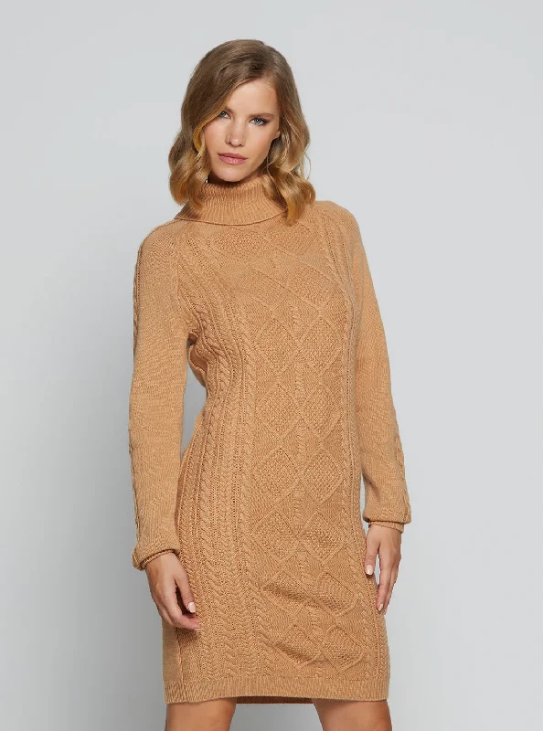 Ruffled Women Dress with Multiple Layers for a Playful and Girly Style Eco Tan Elisabeth Knit Mini Dress Ruffled Women Dress with Multiple Layers for a Playful and Girly Style Eco Tan Elisabeth Knit Mini Dress