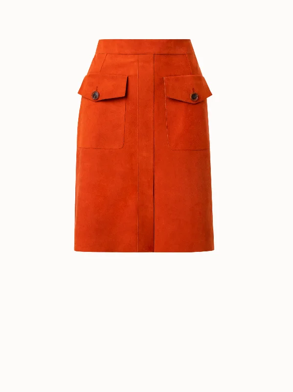 Skirts with belt loops Lamb Suede Short Skirt