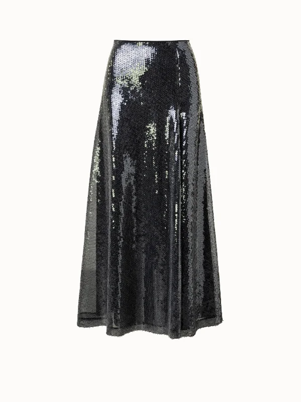 Long skirts for tall women Liquid Sequins Midi Skirt