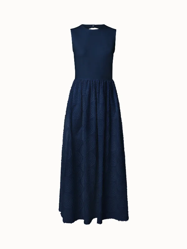 Striped skirts for a nautical look Midi Dress with with Circle Loop Embroidery Skirt