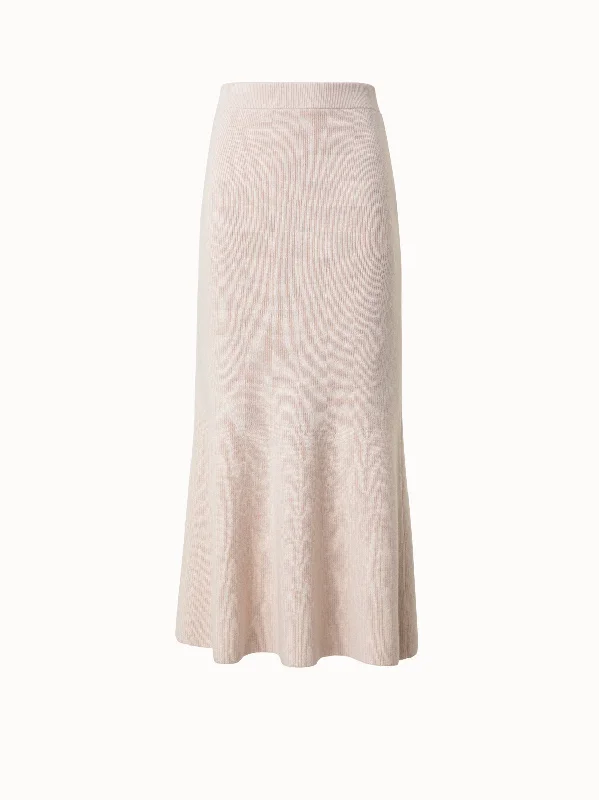 Skirts for a casual dinner Midi Knit Skirt in Ribbed Cashmere