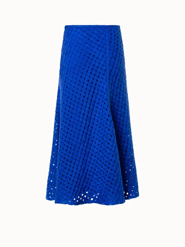 Skater skirts for casual outings Midi Skirt in Checkered Grid Embroidery