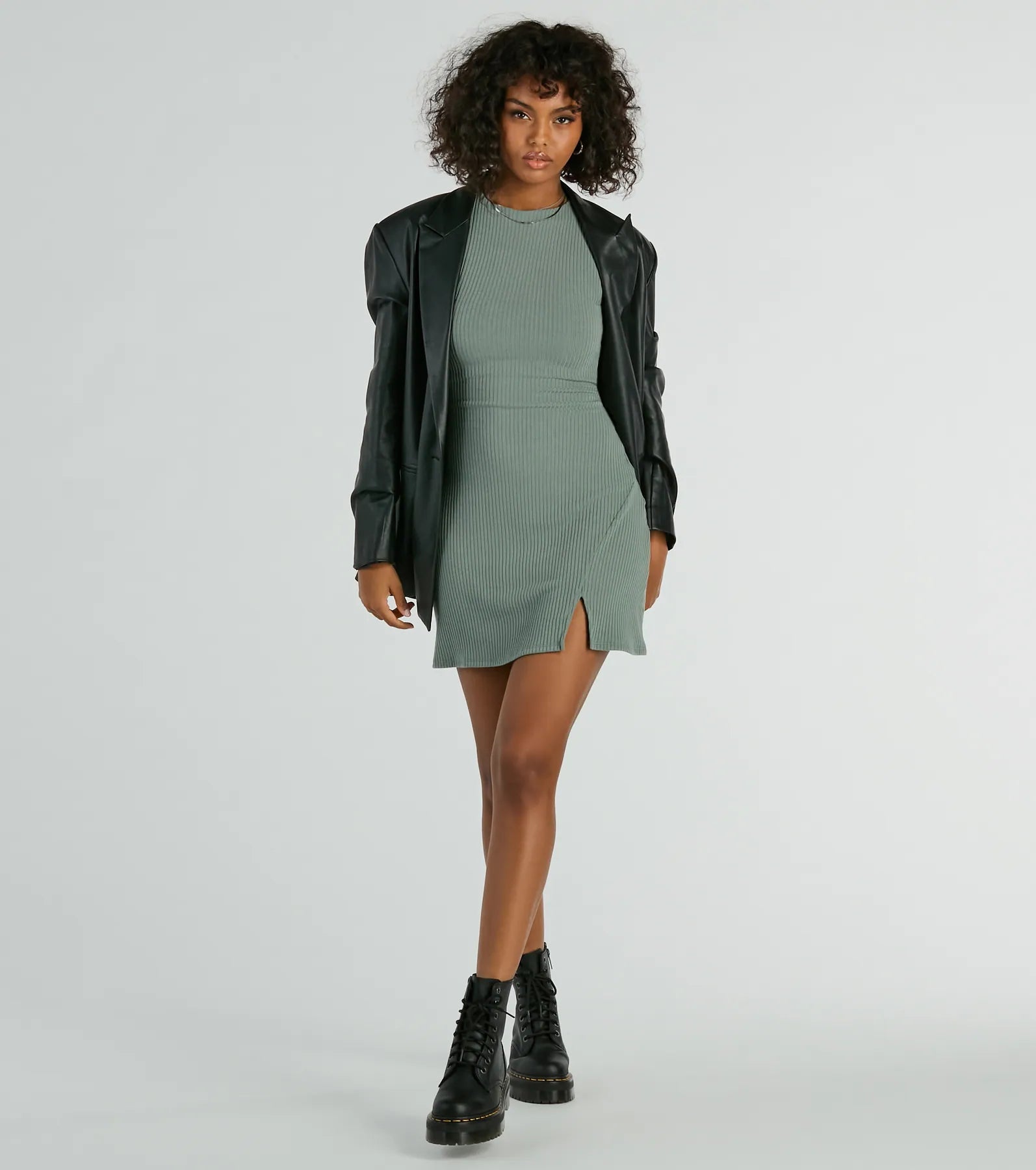 Mermaid - Style Women Dress with a Fitted Silhouette for Special Occasions Note To Self Ribbed Knit A-Line Mini Dress Mermaid - Style Women Dress with a Fitted Silhouette for Special Occasions Note To Self Ribbed Knit A-Line Mini Dress