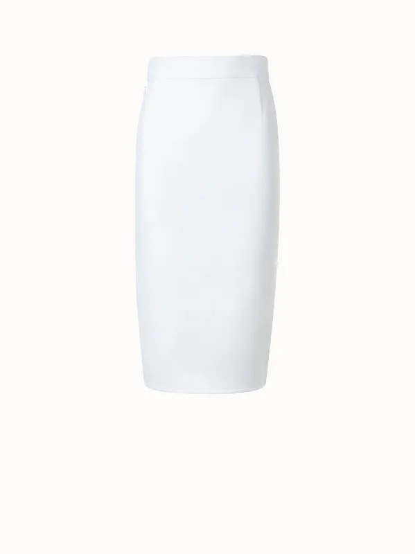 High - waisted linen skirts for summer Pencil Skirt in Wool Double-Face