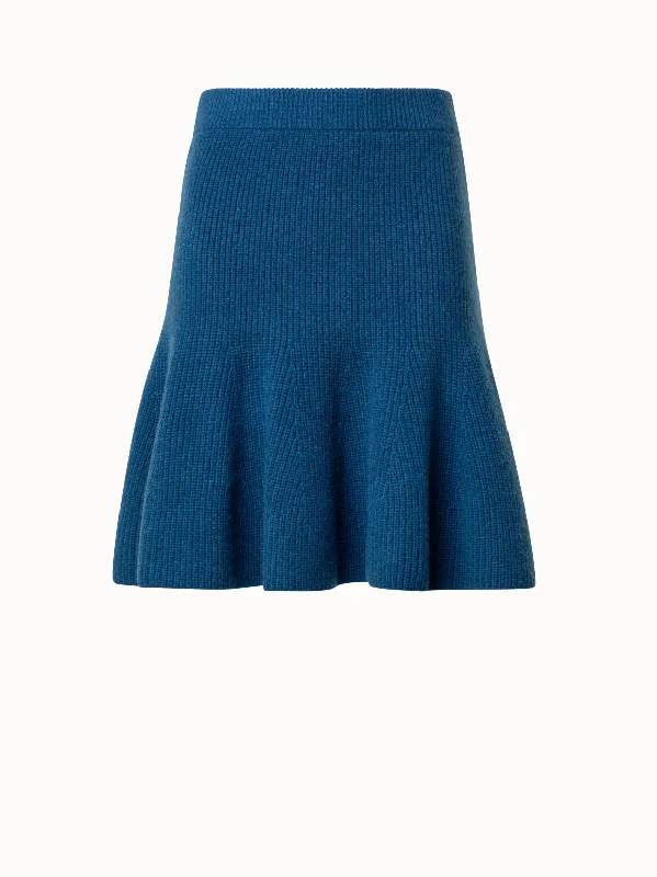 Skirts with a jacquard pattern Short Cashmere A-Line Rib Knit Skirt