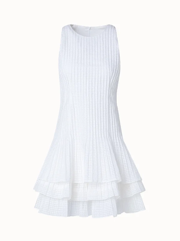 Skirts for a fashion show Short Sleeveless Dress with Pleated Skirt in Semi-Sheer Organza