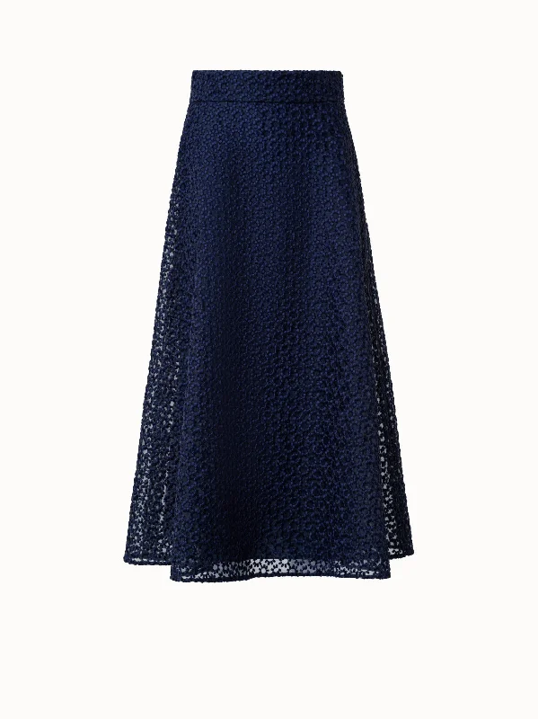 Sheath skirts for formal occasions St. Gallen Flower Embroidery Organza A-Line Skirt