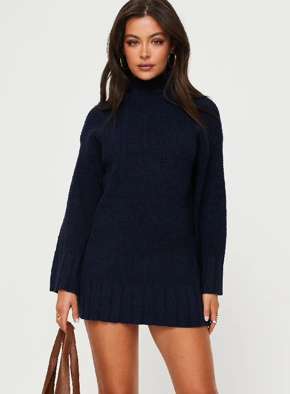 Empire Waist Women Dress to Accentuate the Bust and Conceal the Waist Tarin Knit Mini Dress Navy Empire Waist Women Dress to Accentuate the Bust and Conceal the Waist Tarin Knit Mini Dress Navy