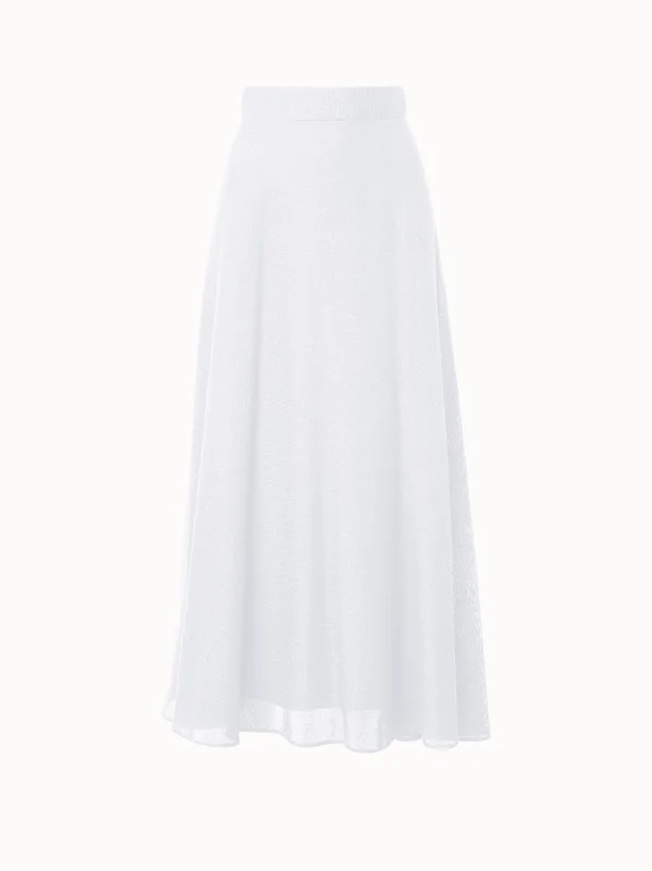 Denim skirts with distressed details Viscose Cotton Open Weave Midi Skirt