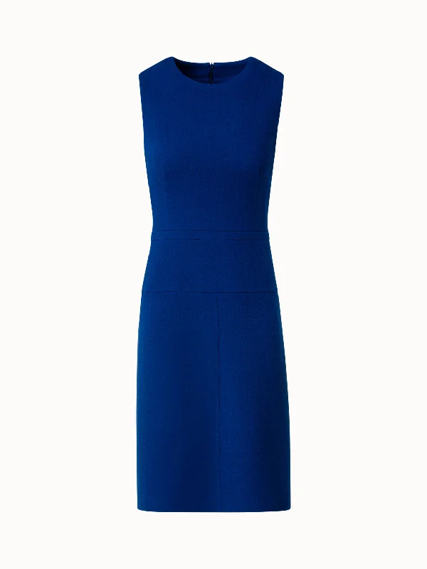 Denim skirts with embroidery Wool Crêpe Double-Face Sheath Dress with A-Line Skirt