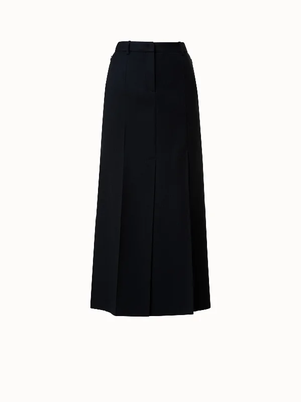 Pleated skirts for office wear Wool Double-Face Maxi Skirt