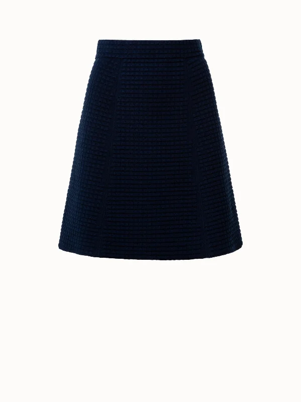 Elastic - waist skirts for lazy days Wool Silk Stretch 3D Trapezoid Jacquard Knit Skirt