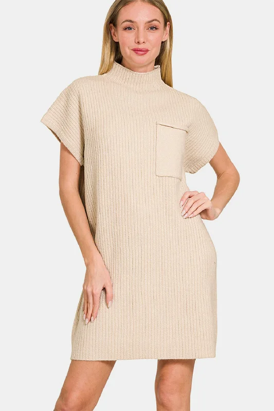 Strapless Women Dress with a Built - in Bra for Comfort and Support Blue Zone Planet |  Zenana Short Sleeve Sweater Mini Dress