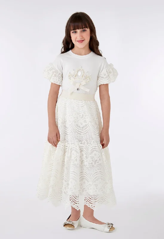 Women jumpsuits with a V - neck for a flattering and elongating effect Pearl Beaded Blouse And Lace Skirt Combo Women jumpsuits with a V - neck for a flattering and elongating effect Pearl Beaded Blouse And Lace Skirt Combo