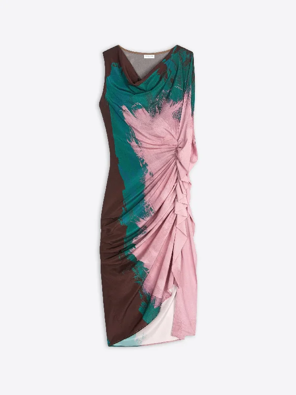 Printed Abstract Women Dress for a Modern and Artistic Appeal Printed draped dress Printed Abstract Women Dress for a Modern and Artistic Appeal Printed draped dress
