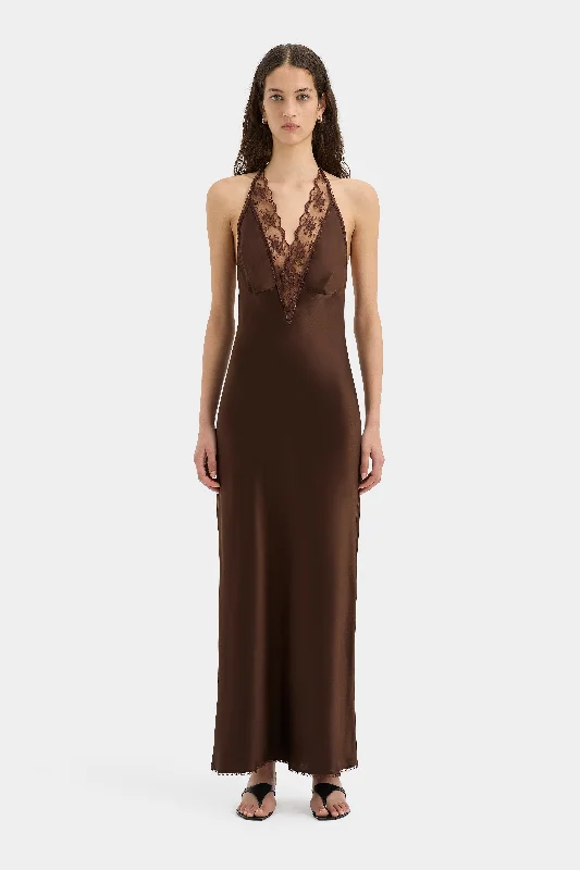 Off - the - Shoulder Women Dress for a Romantic and Feminine Look Aries Halter Gown