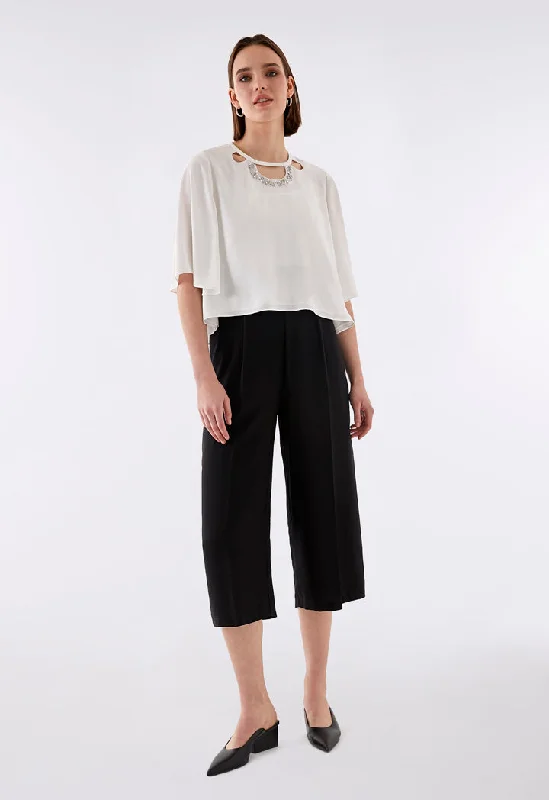 Women jumpsuits with a cinched waist for a defined silhouette Beaded Blouse Overlay Jumpsuit Women jumpsuits with a cinched waist for a defined silhouette Beaded Blouse Overlay Jumpsuit