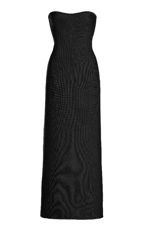 Halter Neck Women Dress to Show Off the Shoulders and Neckline Calderon Knit Maxi Dress in Black Merino Wool Cashmere