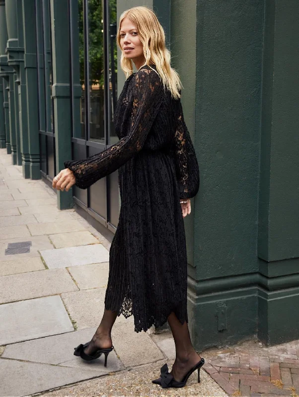 Women jumpsuits with side slits on the pants for a touch of allure Caro Recycled Lace Midi Dress | Caviar Black Women jumpsuits with side slits on the pants for a touch of allure Caro Recycled Lace Midi Dress | Caviar Black