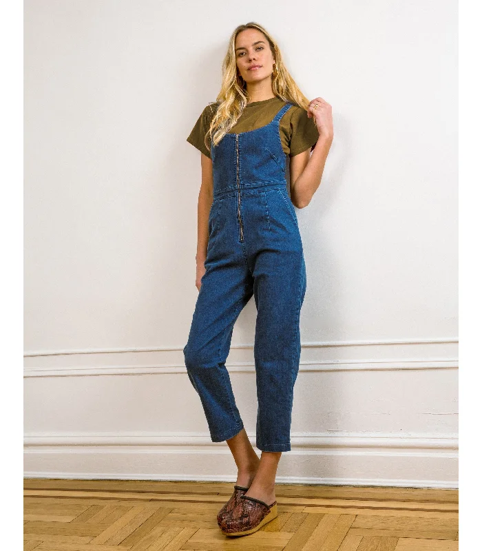 Animal print women jumpsuits for a statement - making outfit Claudia Zip Front Cropped Jumpsuit - Washed Indigo Animal print women jumpsuits for a statement - making outfit Claudia Zip Front Cropped Jumpsuit - Washed Indigo