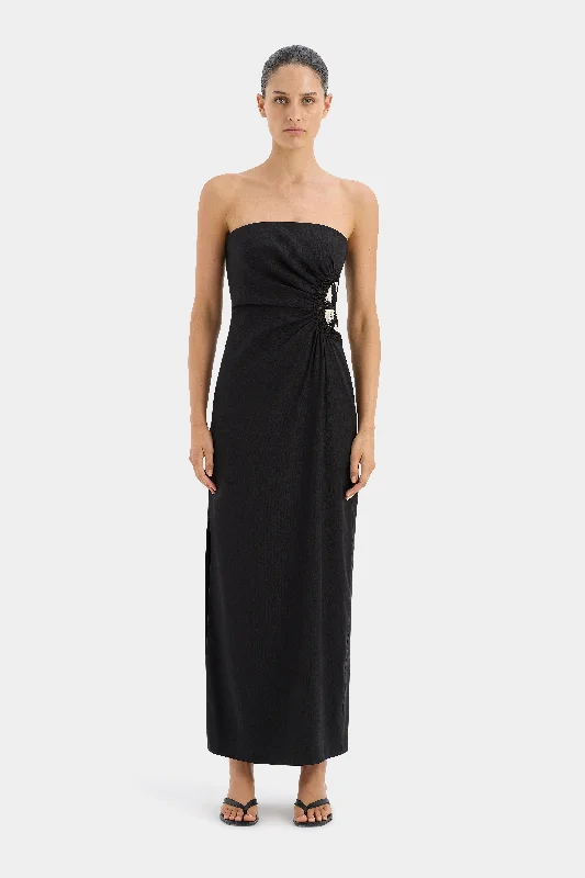 Ruffled Women Dress with Multiple Layers for a Playful and Girly Style Dorian Strapless Midi Dress Ruffled Women Dress with Multiple Layers for a Playful and Girly Style Dorian Strapless Midi Dress