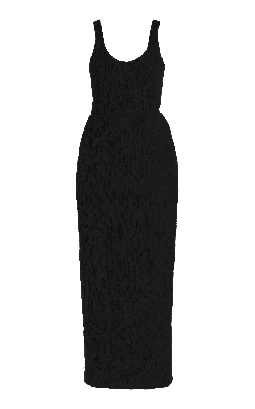 Mermaid - Style Women Dress with a Fitted Silhouette for Special Occasions Girard Shirred Maxi Dress in Black Aloe Linen Mermaid - Style Women Dress with a Fitted Silhouette for Special Occasions Girard Shirred Maxi Dress in Black Aloe Linen