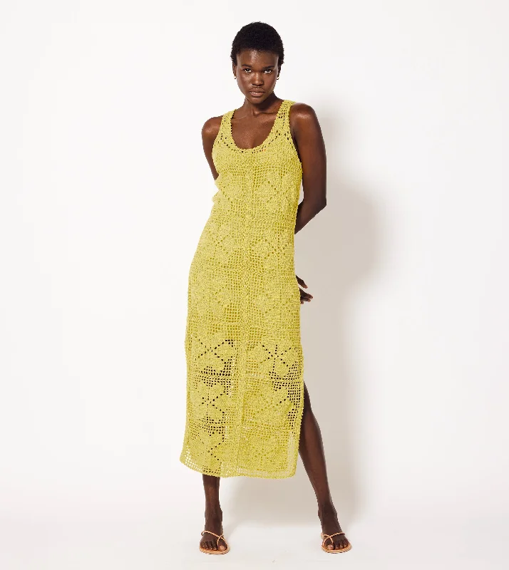 Maxi Women Dress with Floral Print for a Bohemian Vibe Joy Crochet Ankle Dress | Yellow Maxi Women Dress with Floral Print for a Bohemian Vibe Joy Crochet Ankle Dress | Yellow