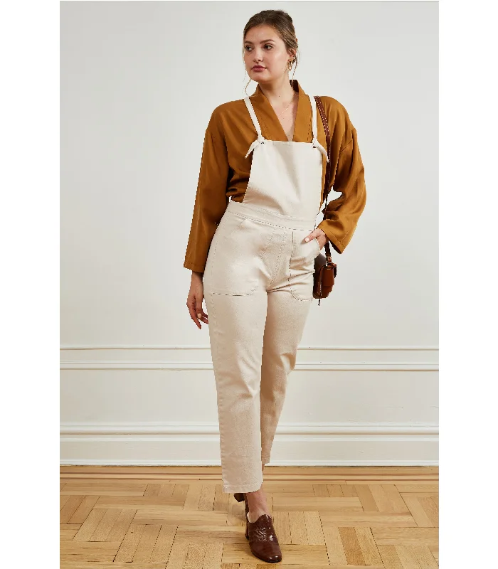 Women jumpsuits with pleated pants for a classic and sophisticated look Knot Overalls - Sand Women jumpsuits with pleated pants for a classic and sophisticated look Knot Overalls - Sand