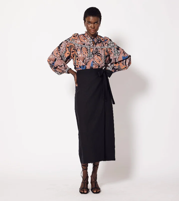 Little Black Women Dress with Sequins for a Glamorous Night Out Marion Midi Skirt | Black