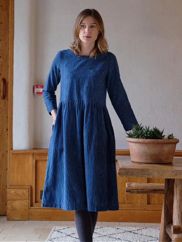 Women jumpsuits with tassel trims for a playful and fashionable touch Orla Cotton Day Dress | Denim Stripe