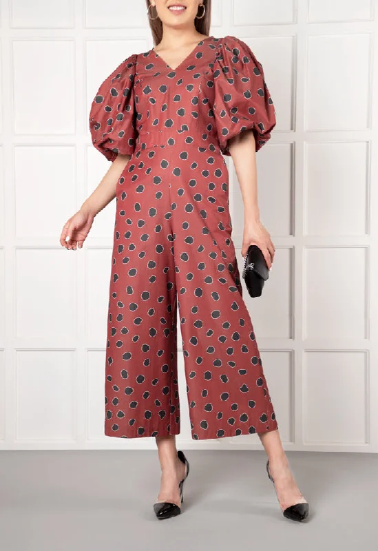 Sheer women jumpsuits with lace panels for a romantic and sexy style Puff Sleeve Polka Dot Jumpsuit Sheer women jumpsuits with lace panels for a romantic and sexy style Puff Sleeve Polka Dot Jumpsuit